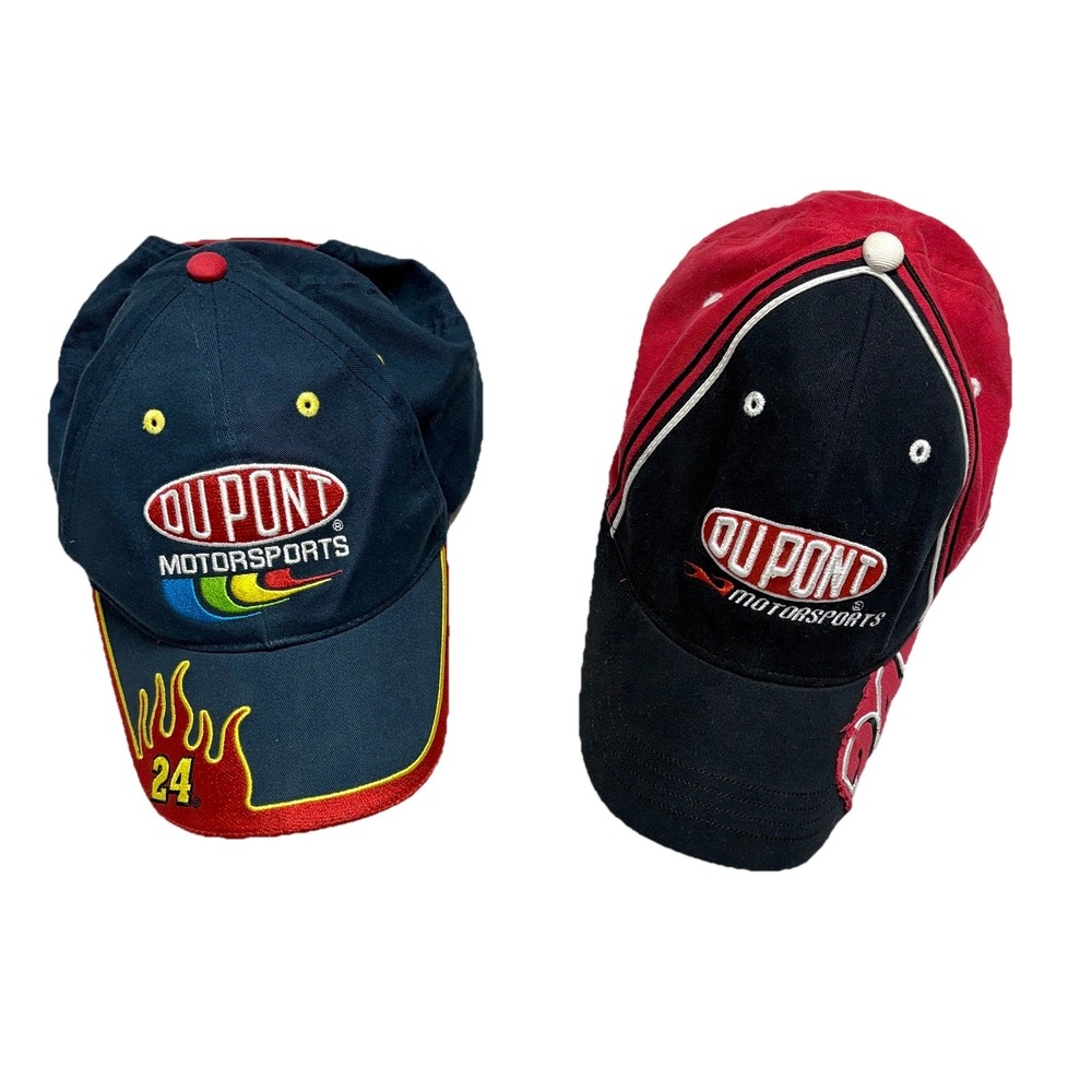 Vintage DuPont Racing Hat Lot Of 2 Caps Snap Back Mens NASCAR 24 Jeff Gordon 90s